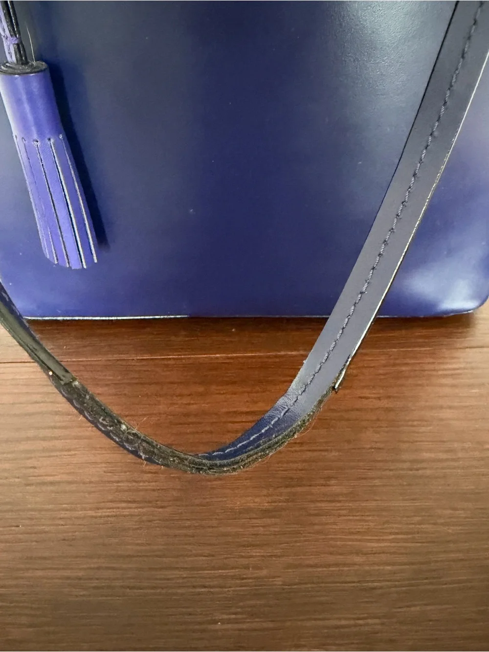 kate spade Navy Blue Leather Tote with Tassel
